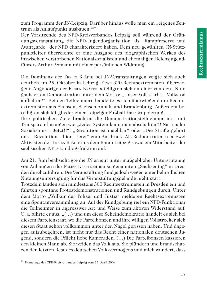 Seite 19 des Verfassungsschutzbericht 2008 Sachsen