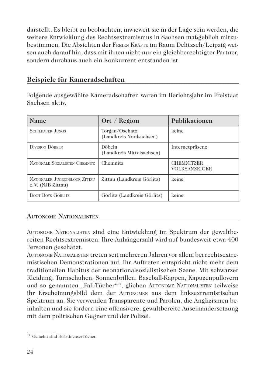 Seite 26 des Verfassungsschutzbericht 2008 Sachsen