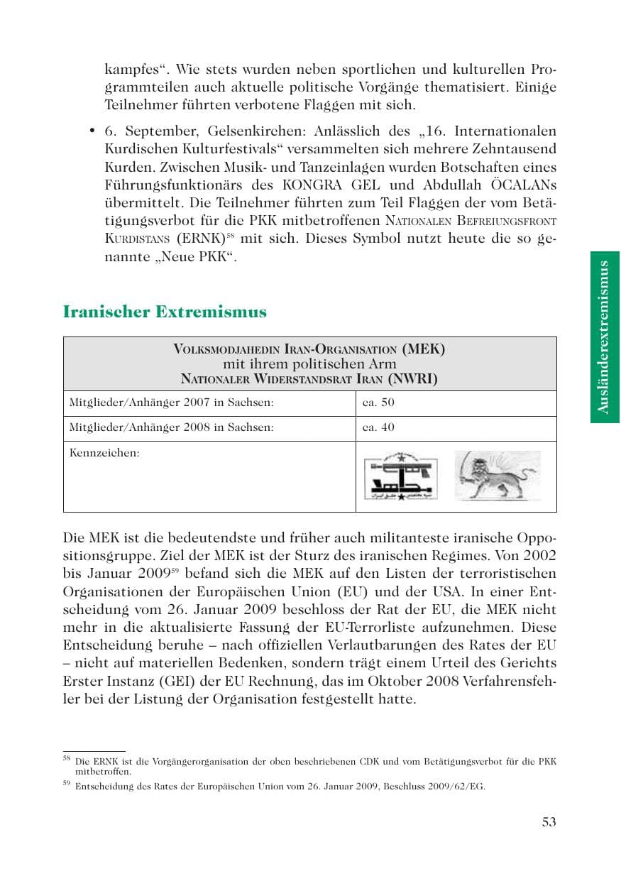 Seite 55 des Verfassungsschutzbericht 2008 Sachsen