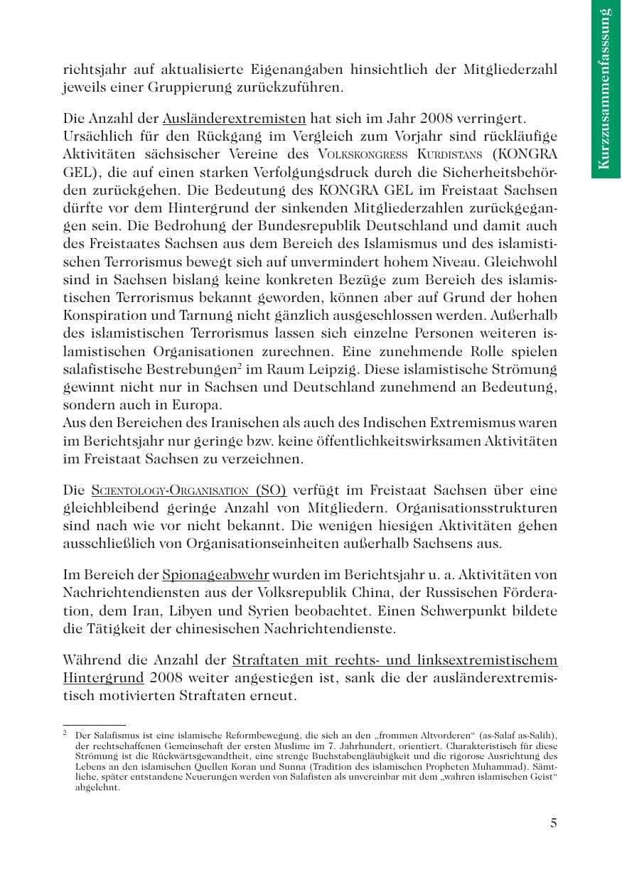 Seite 7 des Verfassungsschutzbericht 2008 Sachsen