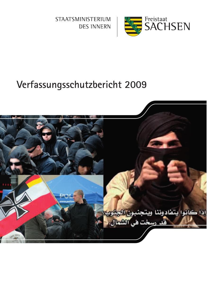 Seite 1 des Verfassungsschutzbericht 2009 Sachsen