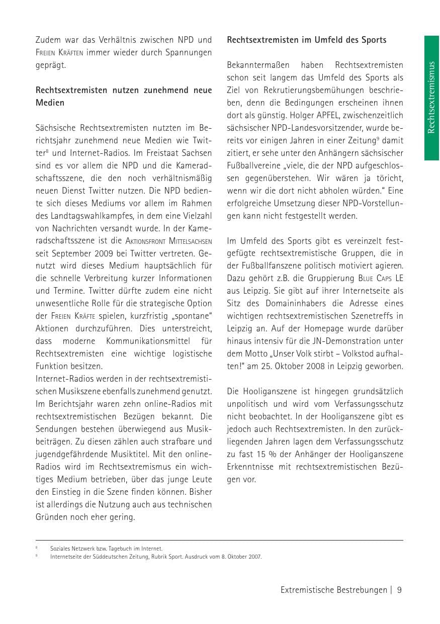 Seite 11 des Verfassungsschutzbericht 2009 Sachsen