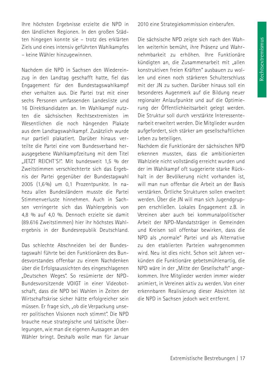 Seite 19 des Verfassungsschutzbericht 2009 Sachsen