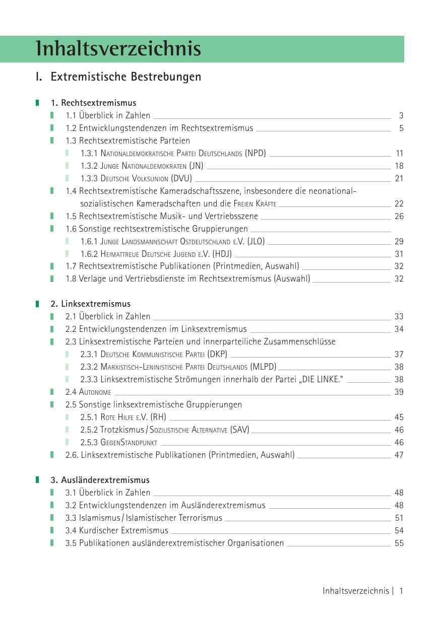 Seite 3 des Verfassungsschutzbericht 2009 Sachsen
