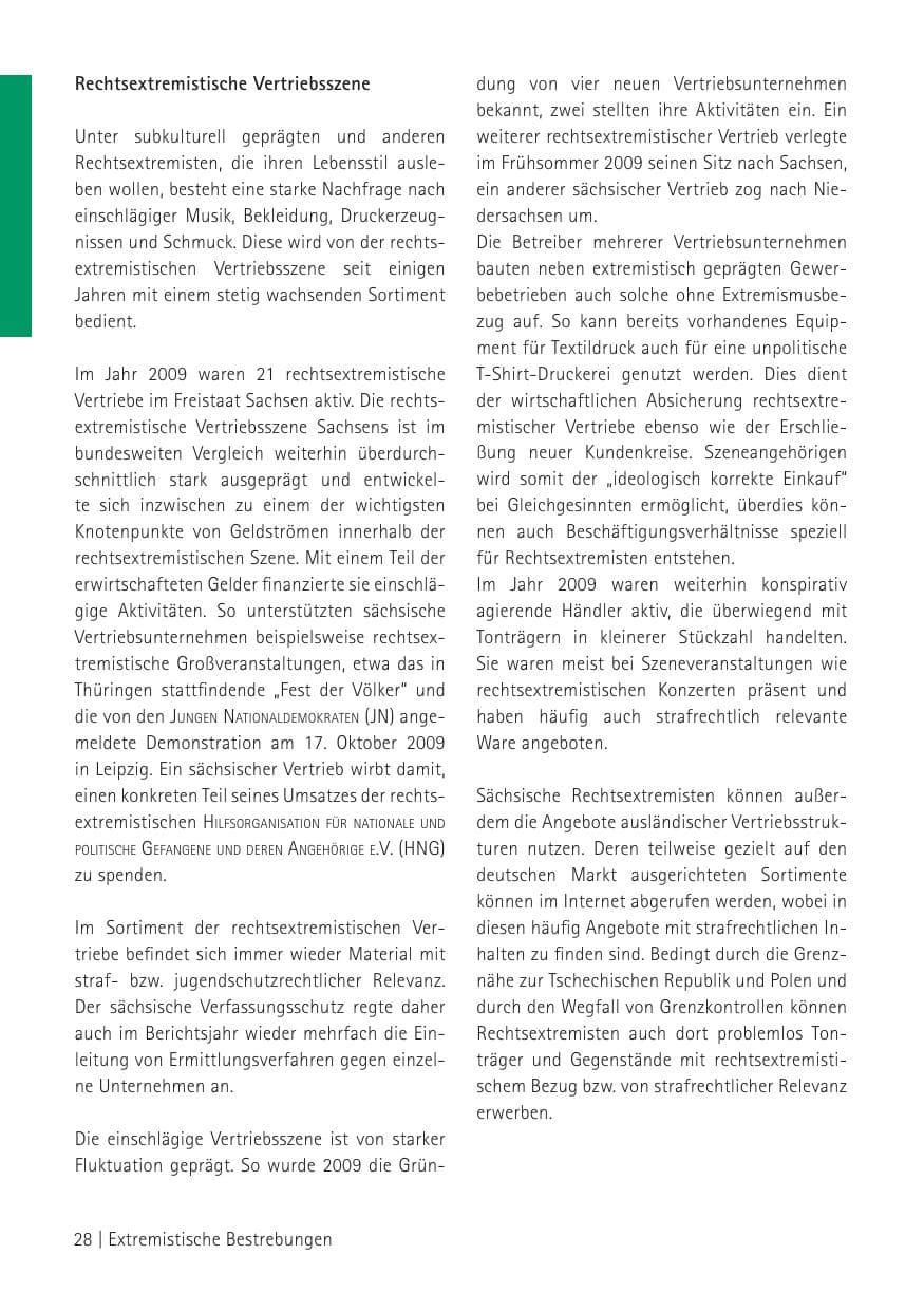 Seite 30 des Verfassungsschutzbericht 2009 Sachsen