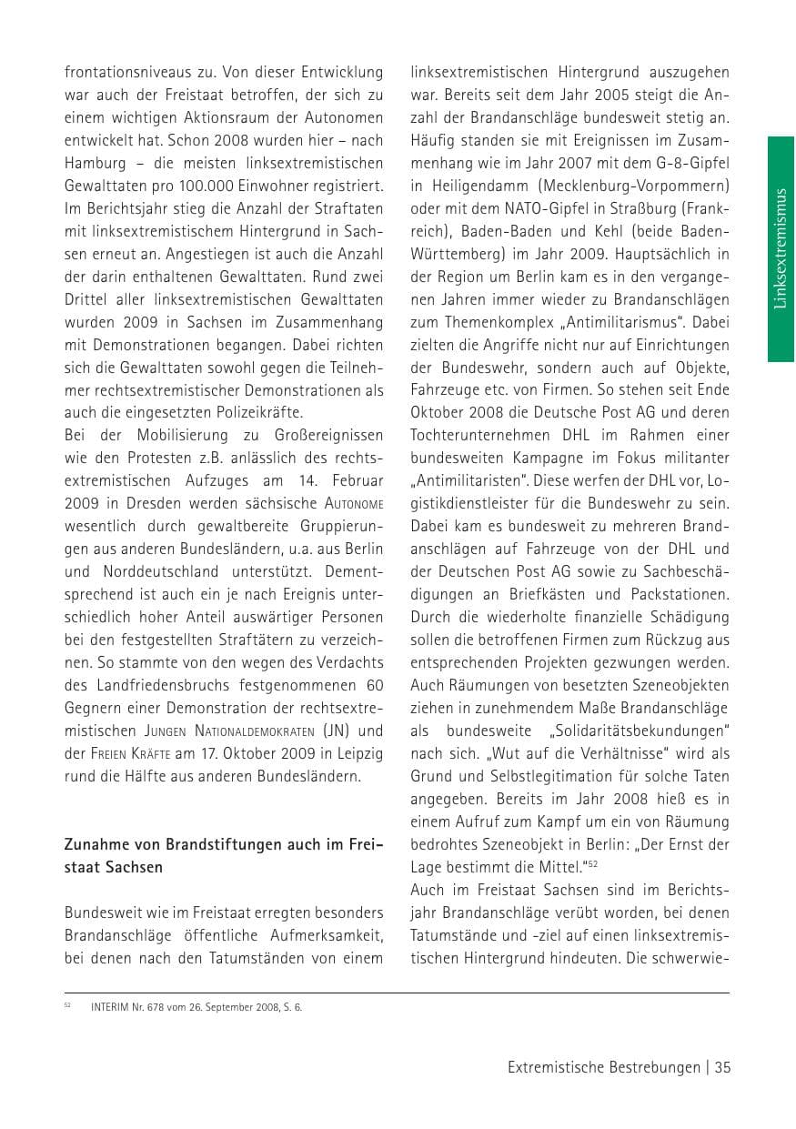 Seite 37 des Verfassungsschutzbericht 2009 Sachsen