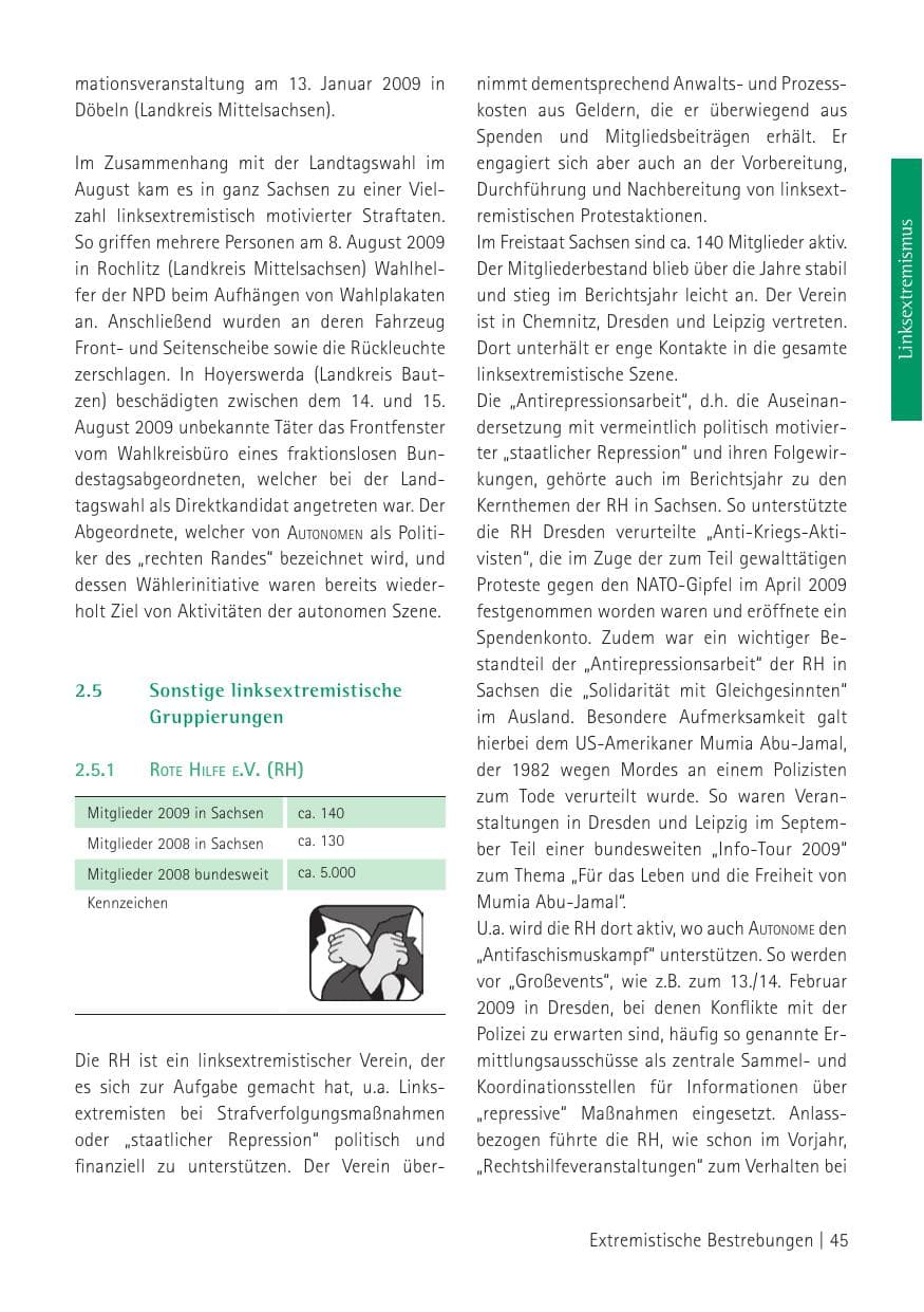 Seite 47 des Verfassungsschutzbericht 2009 Sachsen