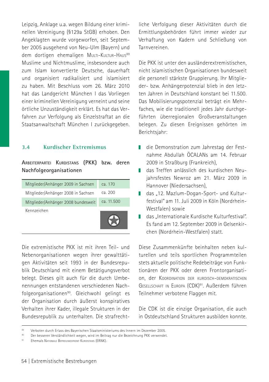 Seite 56 des Verfassungsschutzbericht 2009 Sachsen