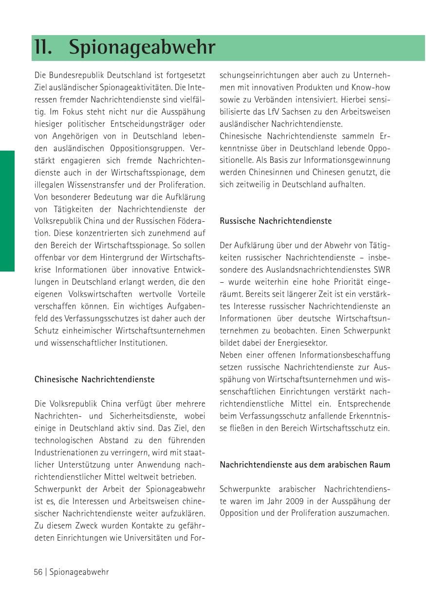 Seite 58 des Verfassungsschutzbericht 2009 Sachsen