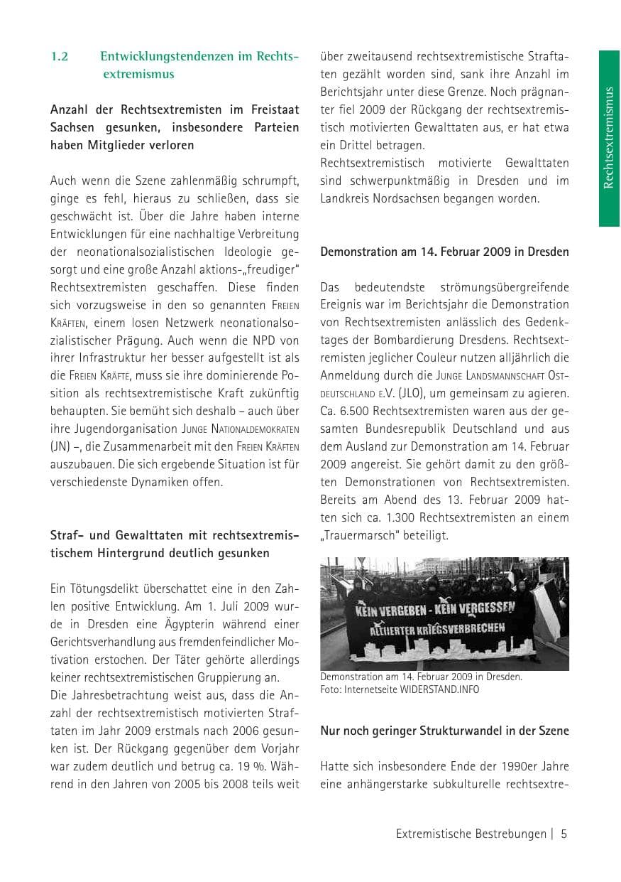 Seite 7 des Verfassungsschutzbericht 2009 Sachsen