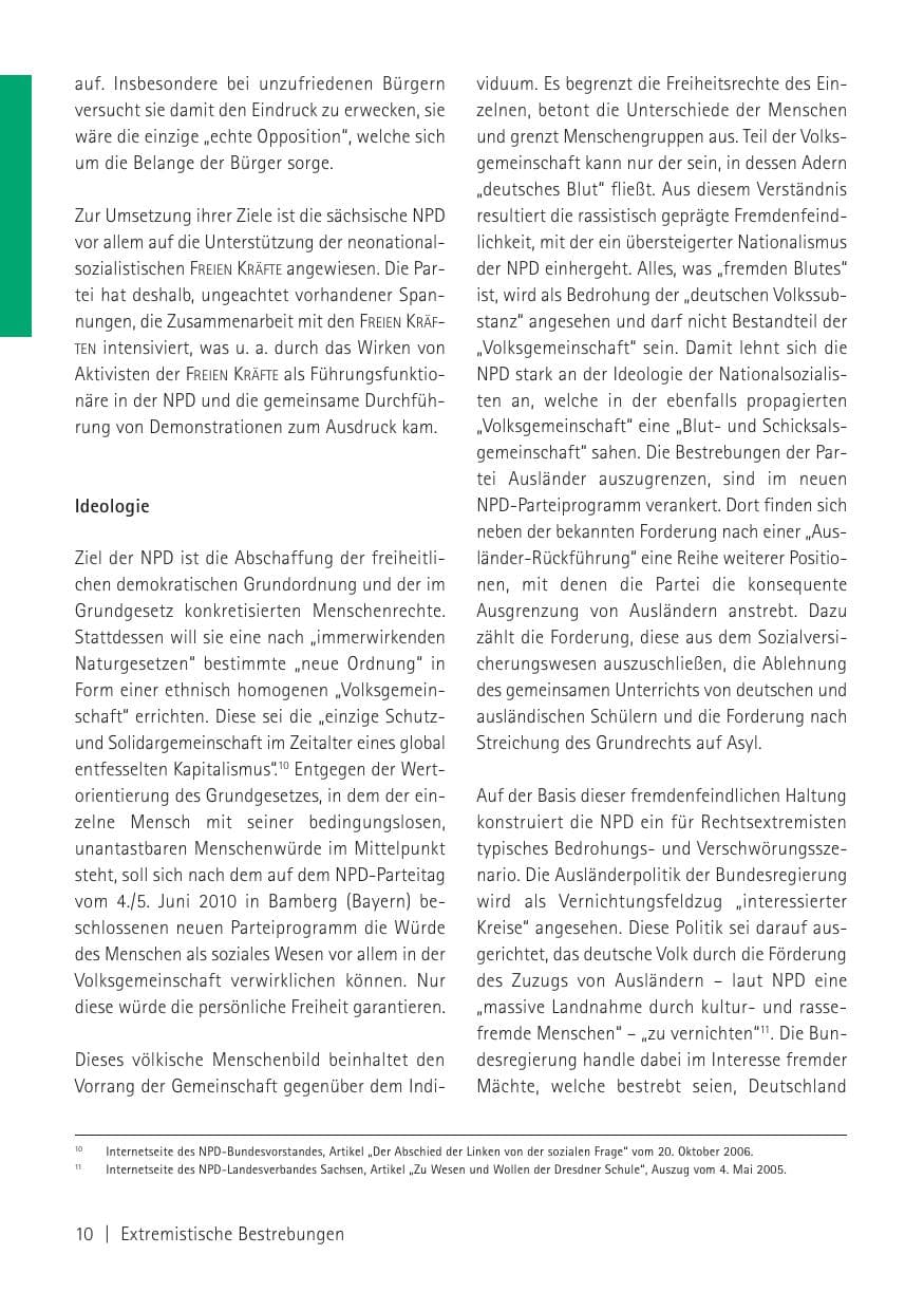 Seite 12 des Verfassungsschutzbericht 2010 Sachsen