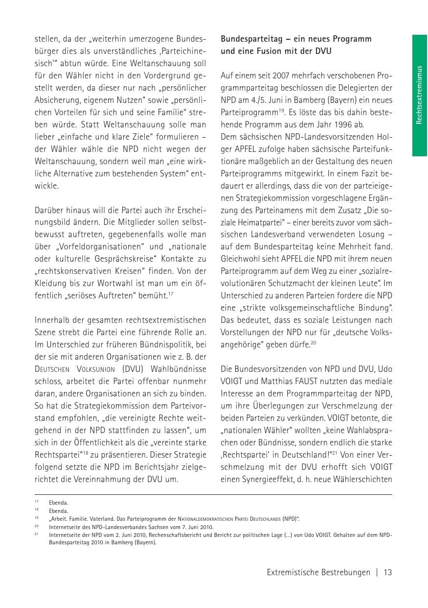 Seite 15 des Verfassungsschutzbericht 2010 Sachsen