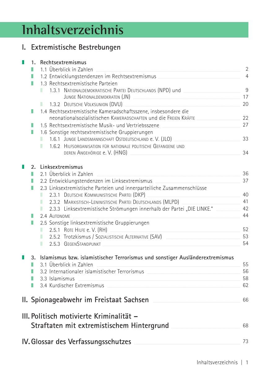 Seite 3 des Verfassungsschutzbericht 2010 Sachsen