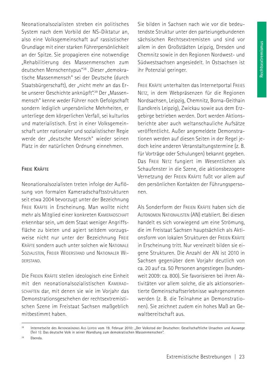 Seite 25 des Verfassungsschutzbericht 2010 Sachsen