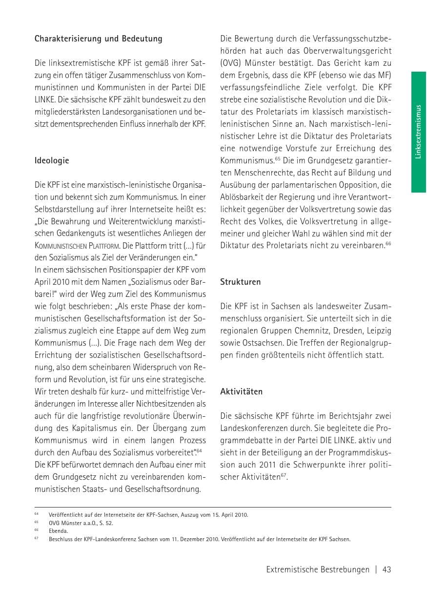 Seite 45 des Verfassungsschutzbericht 2010 Sachsen