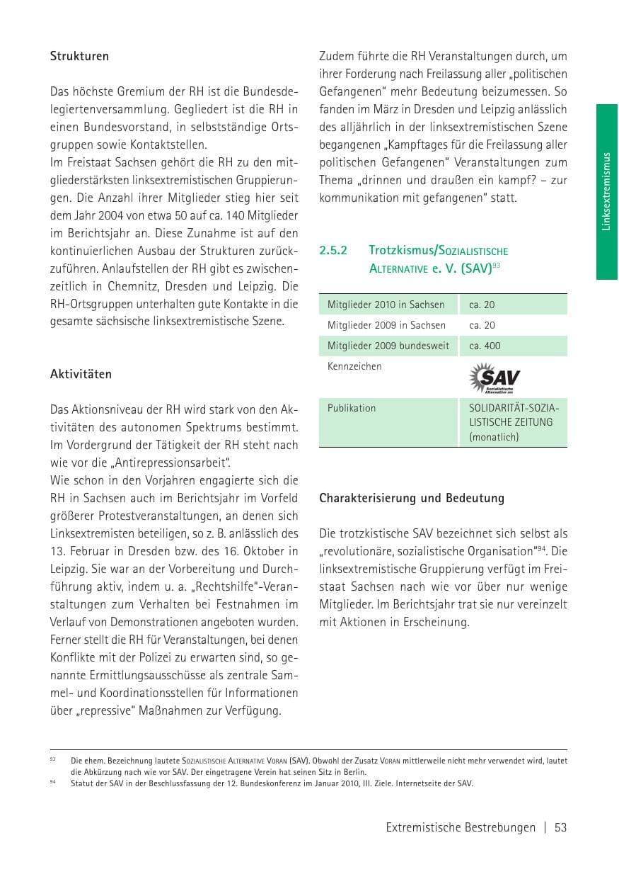 Seite 55 des Verfassungsschutzbericht 2010 Sachsen