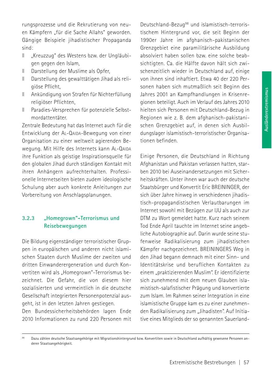 Seite 59 des Verfassungsschutzbericht 2010 Sachsen