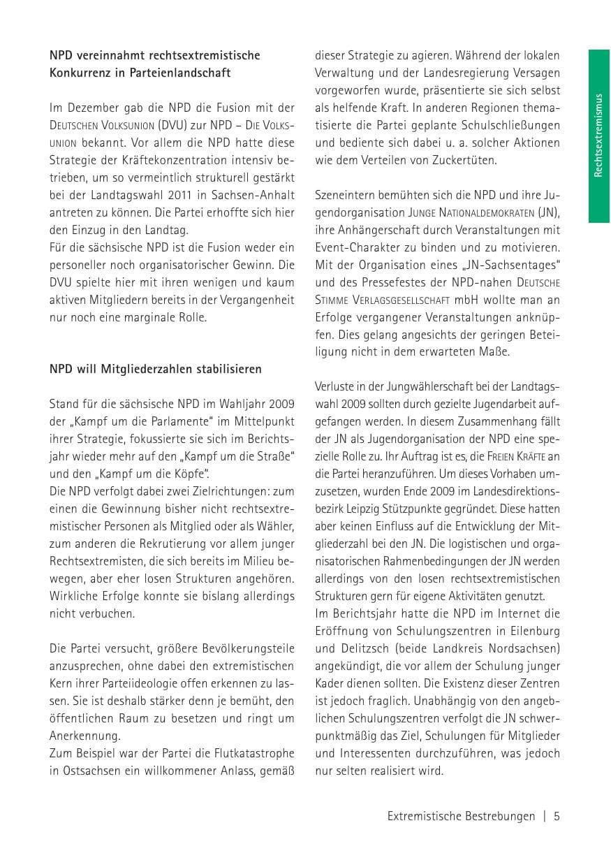 Seite 7 des Verfassungsschutzbericht 2010 Sachsen
