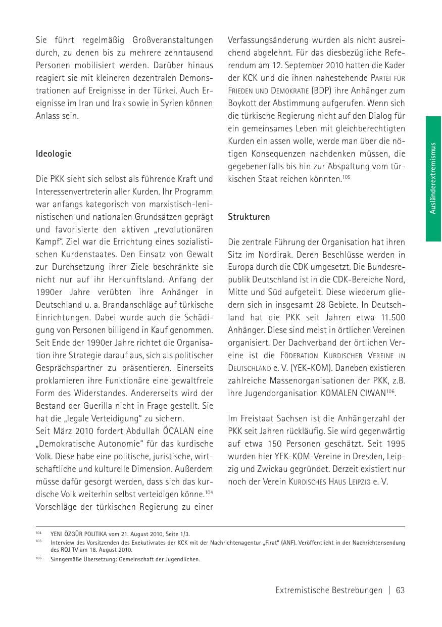 Seite 65 des Verfassungsschutzbericht 2010 Sachsen