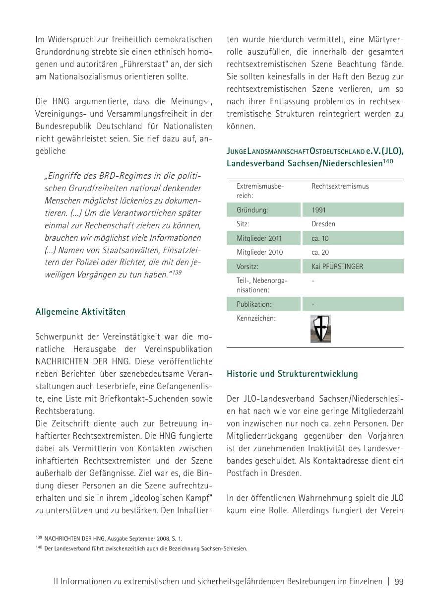 Seite 101 des Verfassungsschutzbericht 2011 Sachsen