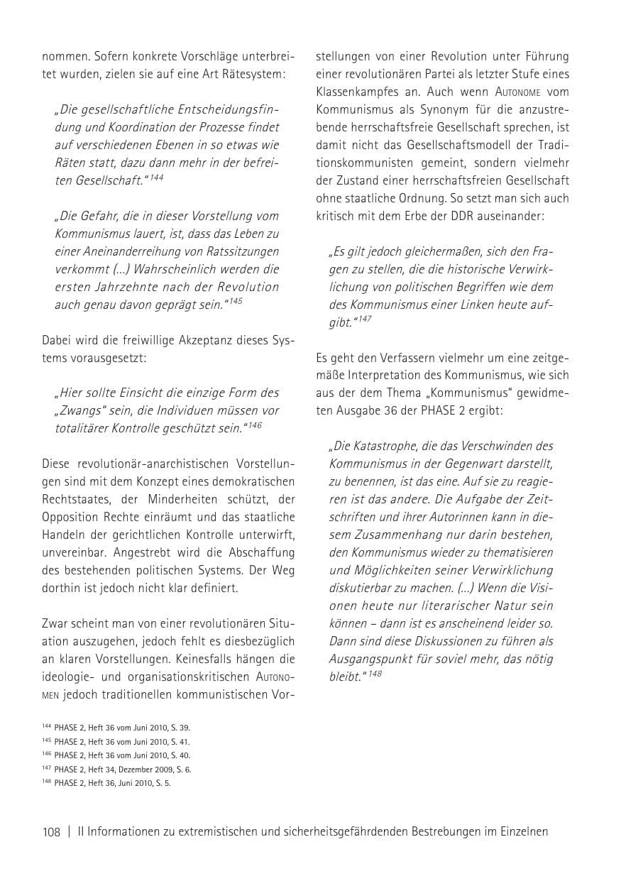 Seite 110 des Verfassungsschutzbericht 2011 Sachsen
