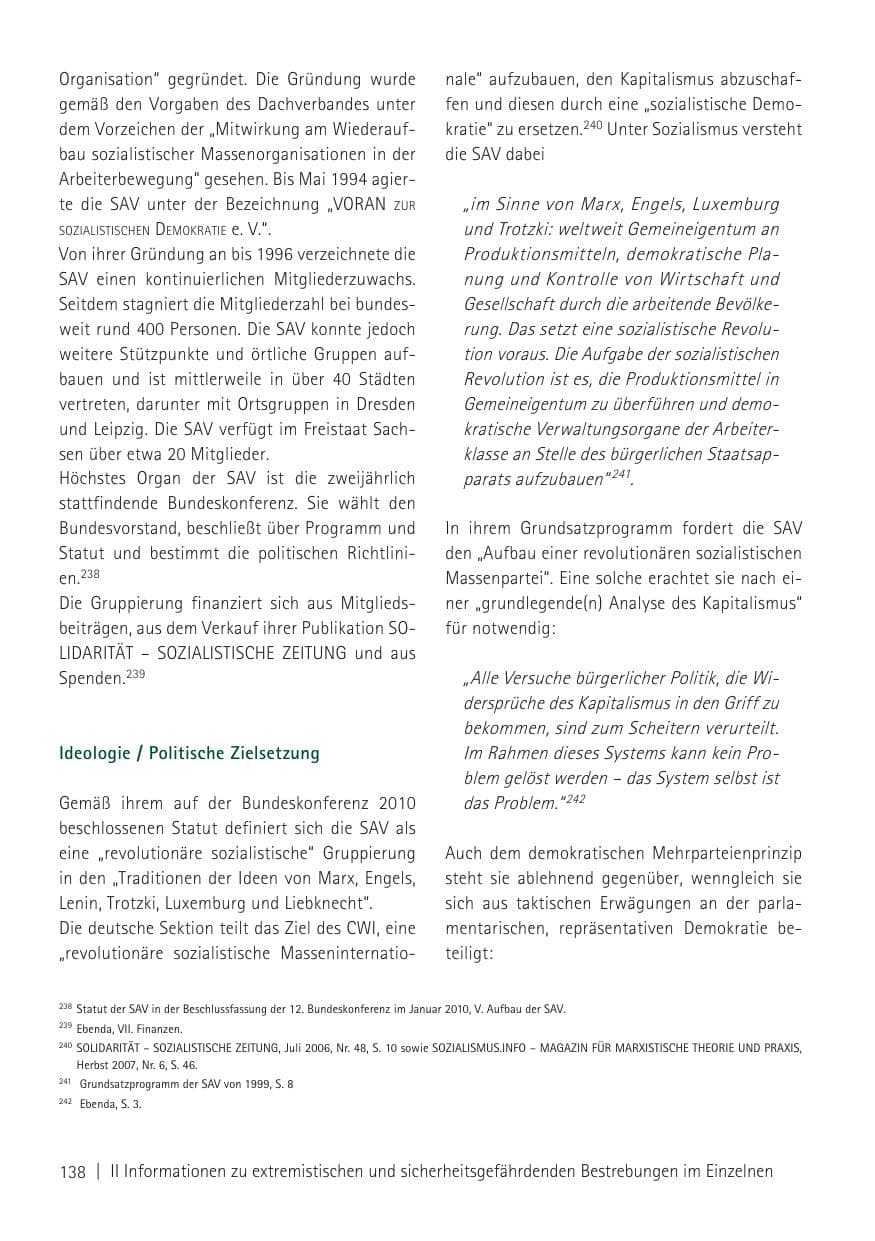 Seite 140 des Verfassungsschutzbericht 2011 Sachsen