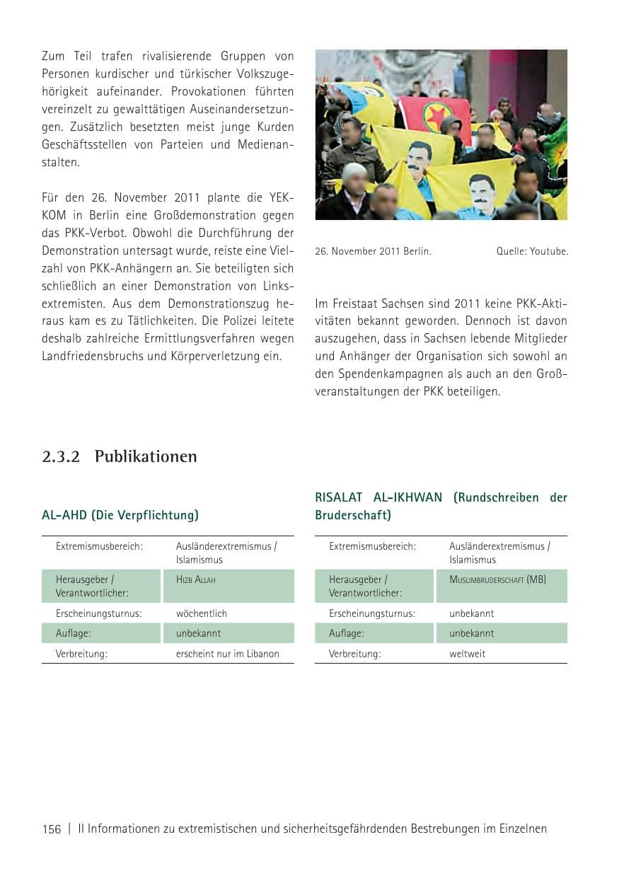 Seite 158 des Verfassungsschutzbericht 2011 Sachsen