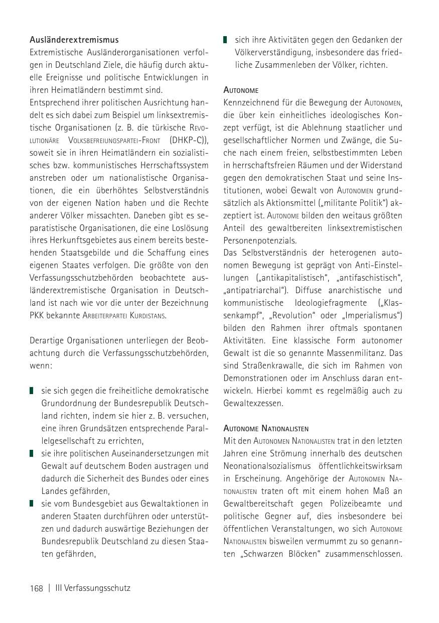 Seite 170 des Verfassungsschutzbericht 2011 Sachsen