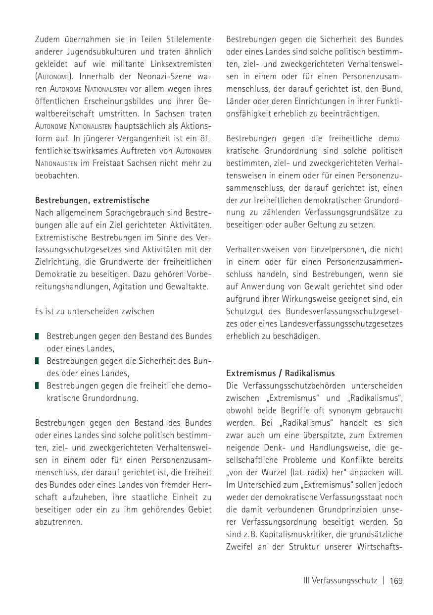 Seite 171 des Verfassungsschutzbericht 2011 Sachsen