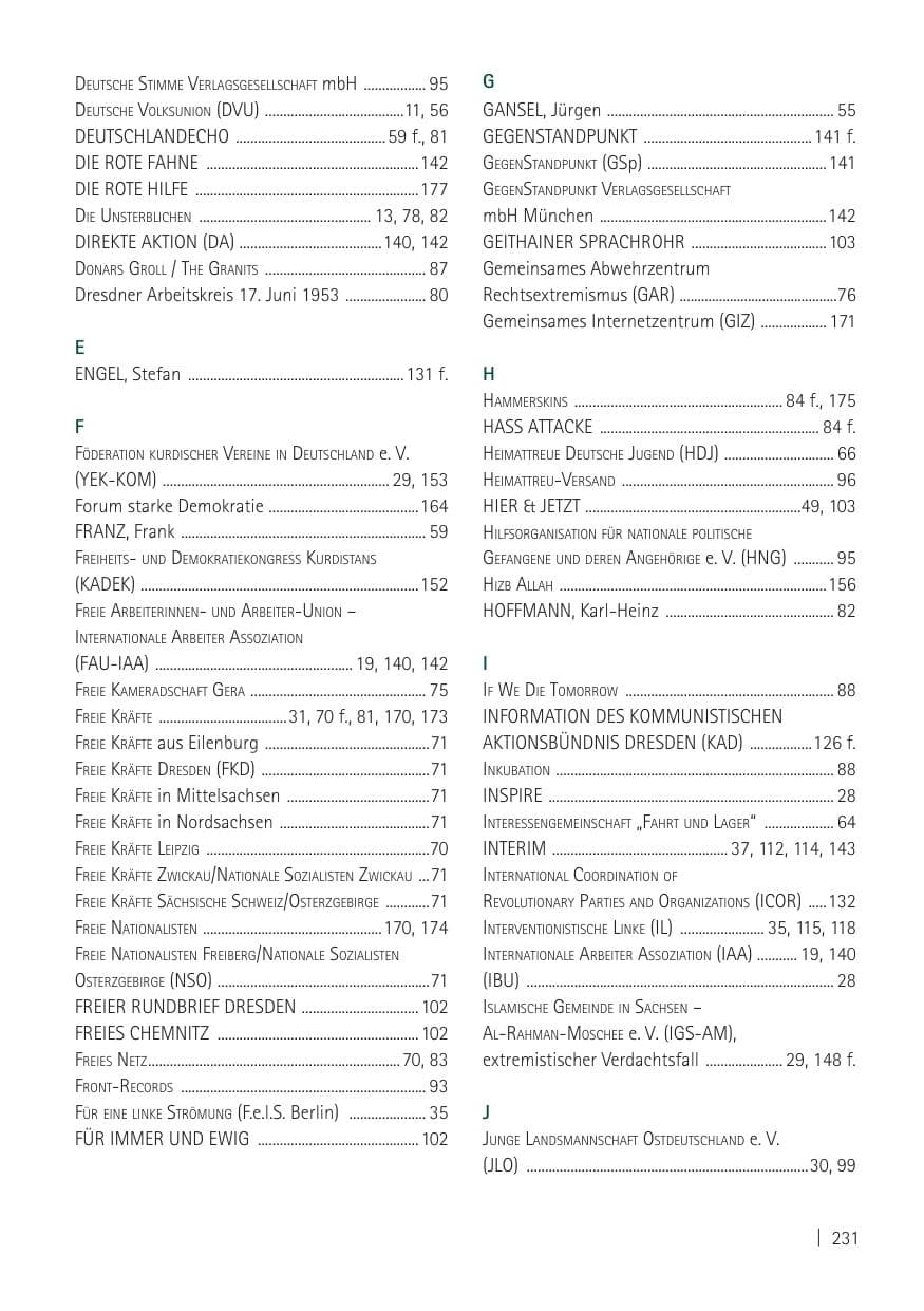 Seite 233 des Verfassungsschutzbericht 2011 Sachsen