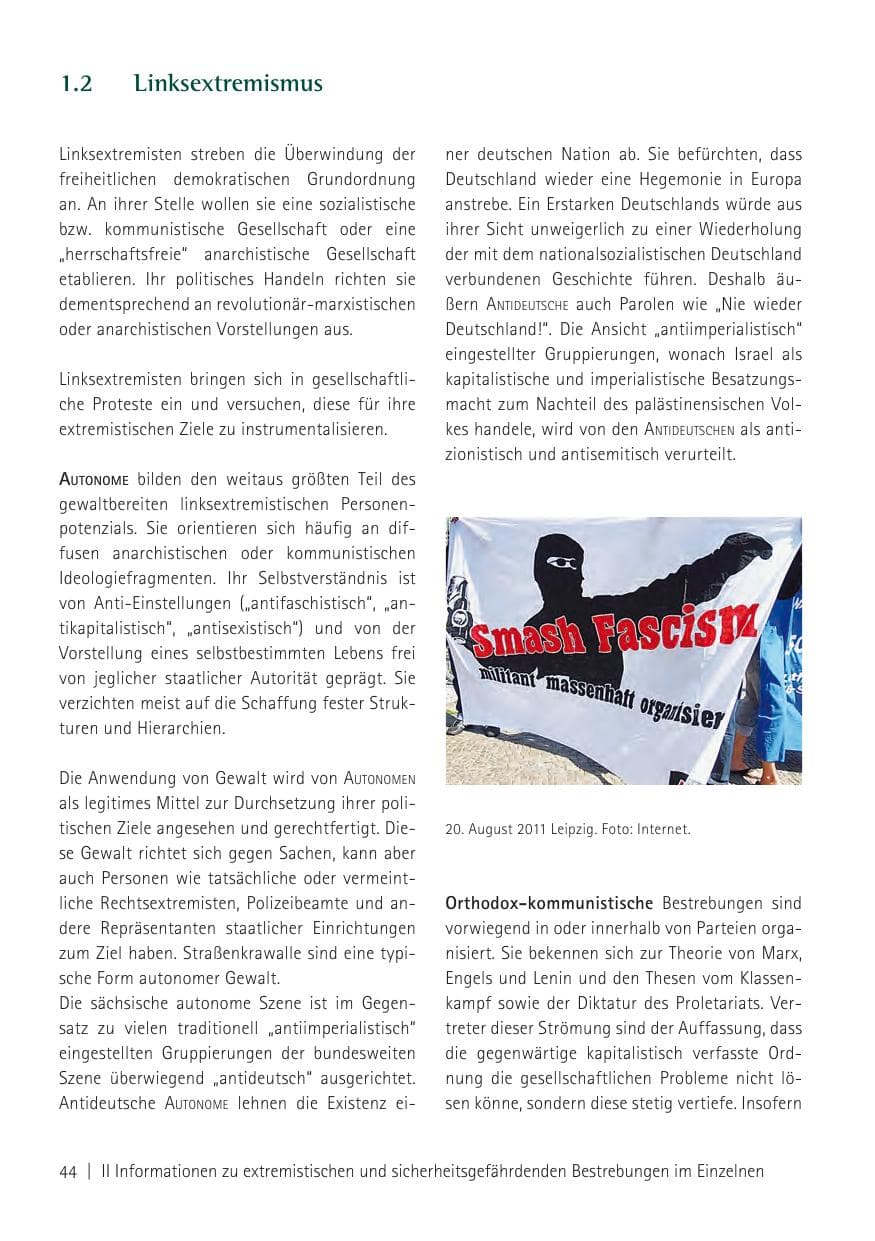 Seite 46 des Verfassungsschutzbericht 2011 Sachsen
