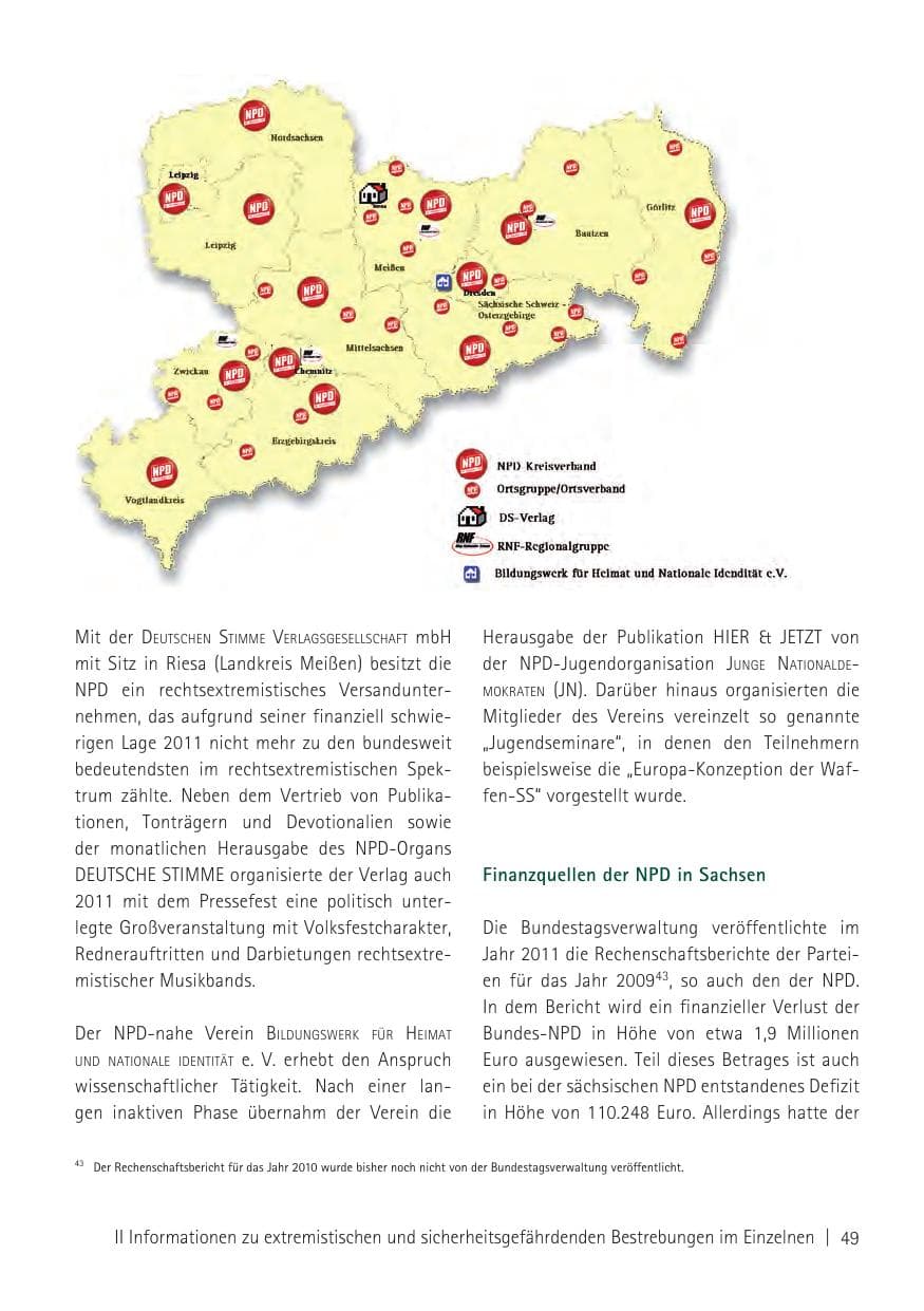 Seite 51 des Verfassungsschutzbericht 2011 Sachsen