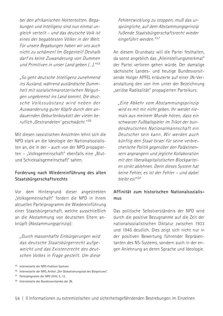 Seite 56 des Verfassungsschutzbericht 2011 Sachsen