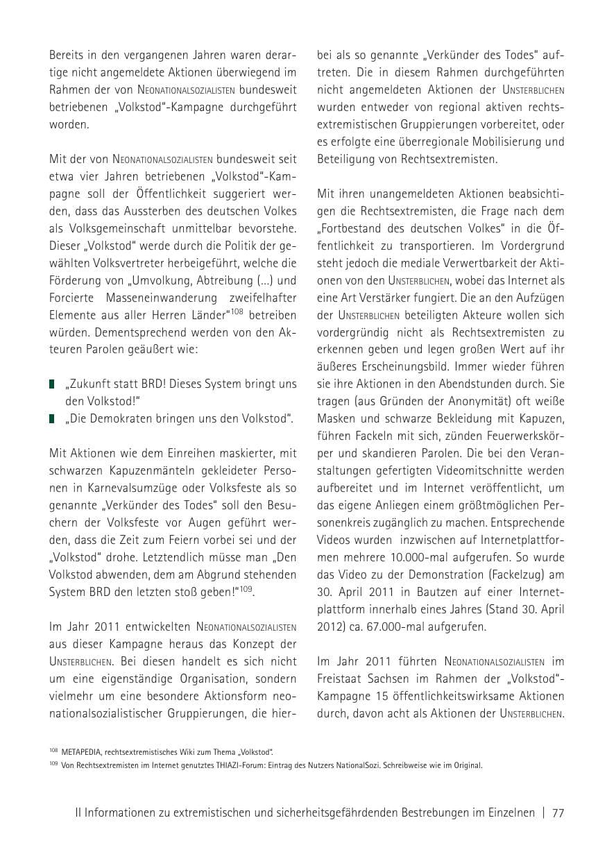 Seite 79 des Verfassungsschutzbericht 2011 Sachsen
