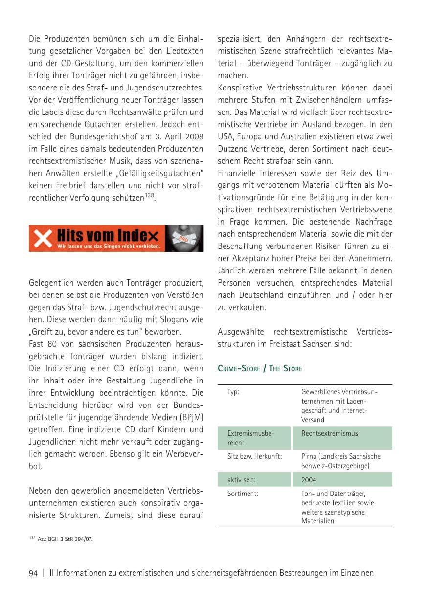 Seite 96 des Verfassungsschutzbericht 2011 Sachsen