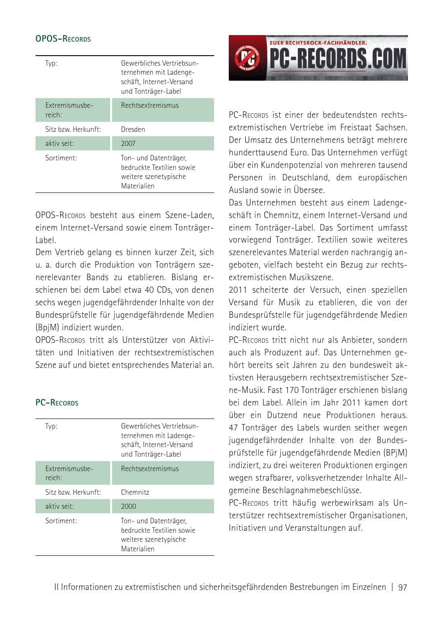 Seite 99 des Verfassungsschutzbericht 2011 Sachsen