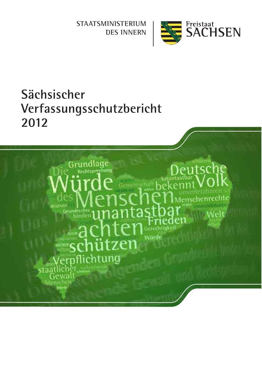 Seite 1 des Verfassungsschutzbericht 2012 Sachsen