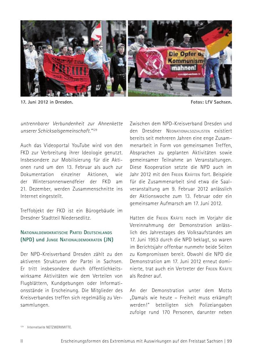 Seite 101 des Verfassungsschutzbericht 2012 Sachsen