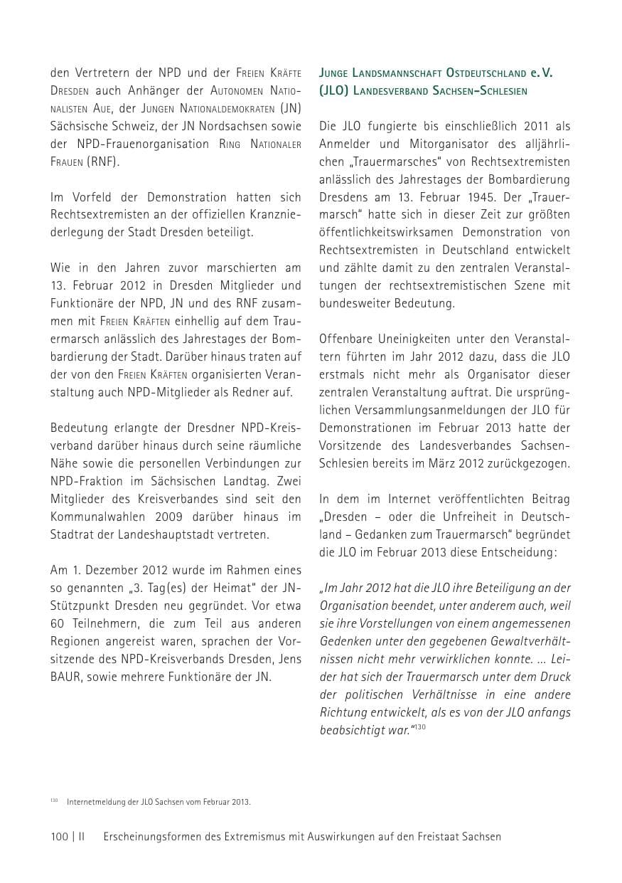 Seite 102 des Verfassungsschutzbericht 2012 Sachsen