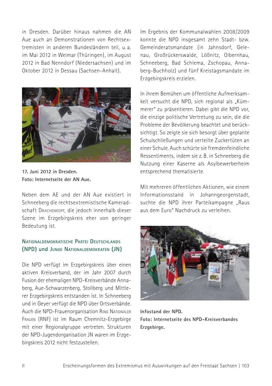 Seite 105 des Verfassungsschutzbericht 2012 Sachsen