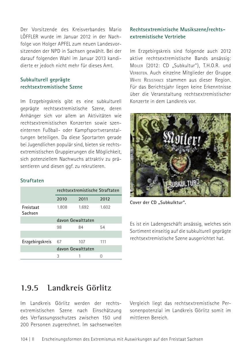 Seite 106 des Verfassungsschutzbericht 2012 Sachsen