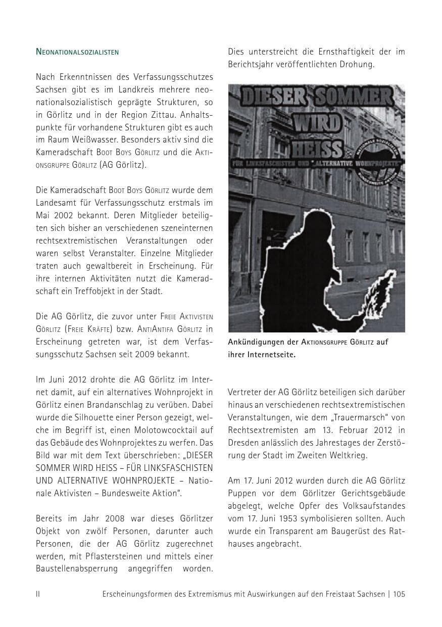 Seite 107 des Verfassungsschutzbericht 2012 Sachsen