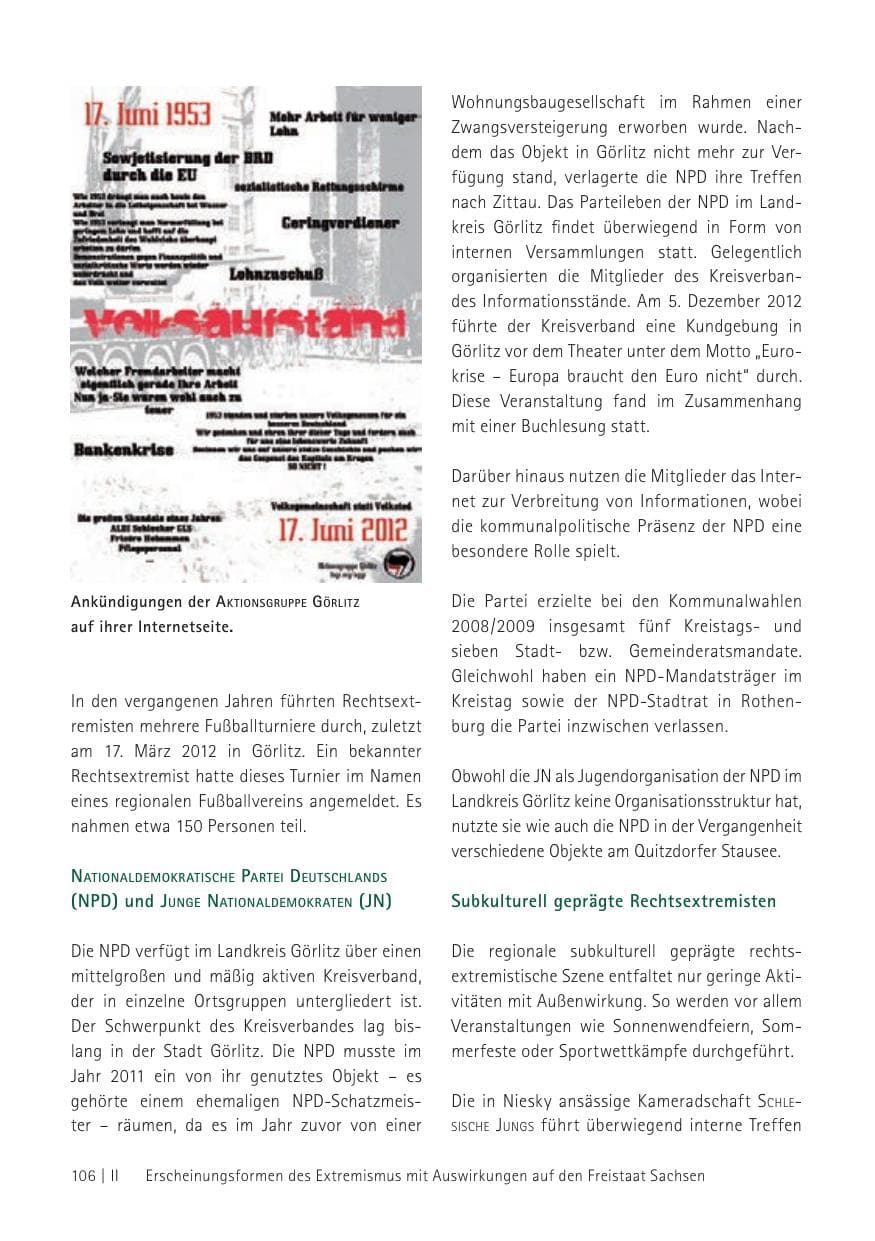 Seite 108 des Verfassungsschutzbericht 2012 Sachsen
