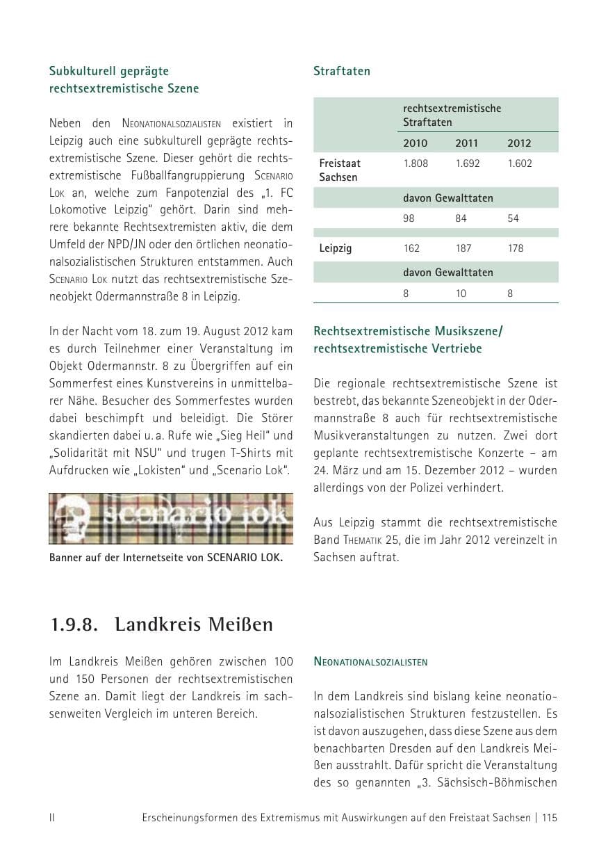 Seite 117 des Verfassungsschutzbericht 2012 Sachsen