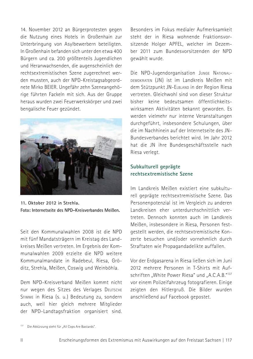 Seite 119 des Verfassungsschutzbericht 2012 Sachsen