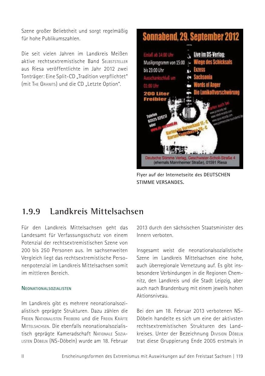 Seite 121 des Verfassungsschutzbericht 2012 Sachsen