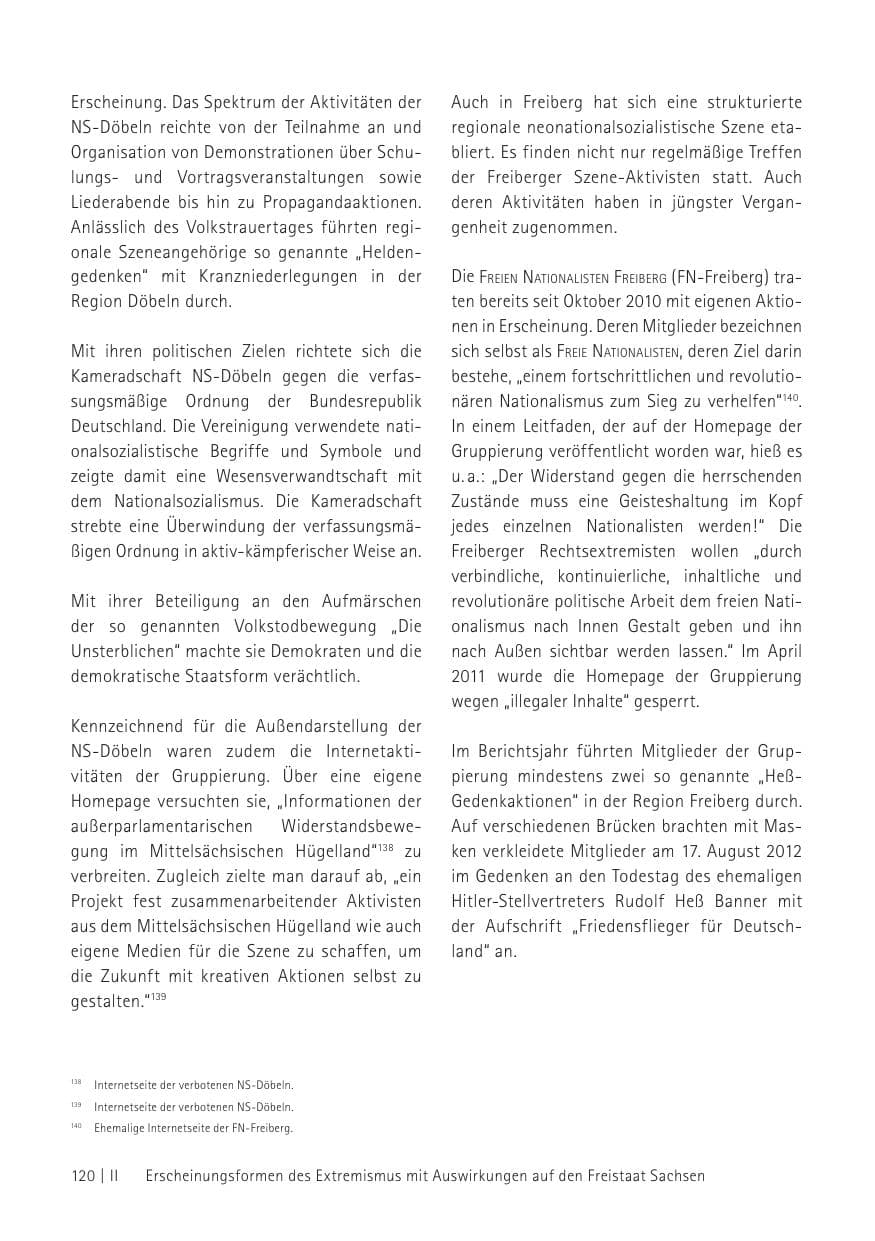 Seite 122 des Verfassungsschutzbericht 2012 Sachsen
