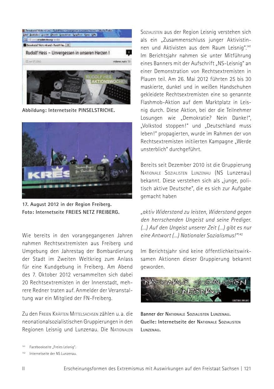 Seite 123 des Verfassungsschutzbericht 2012 Sachsen