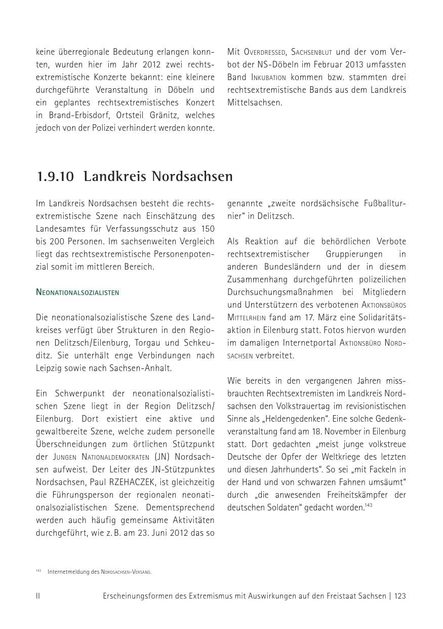 Seite 125 des Verfassungsschutzbericht 2012 Sachsen