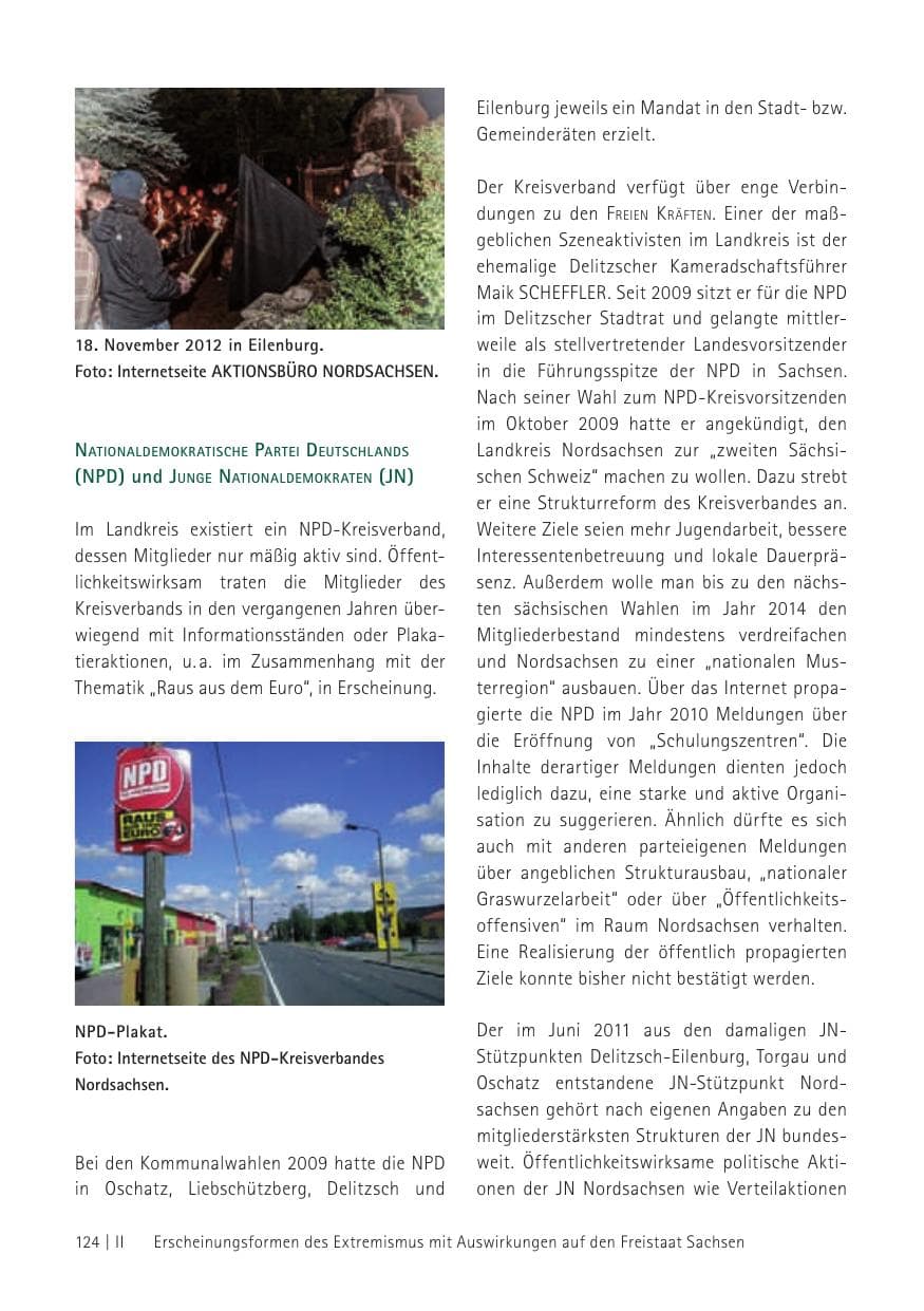 Seite 126 des Verfassungsschutzbericht 2012 Sachsen
